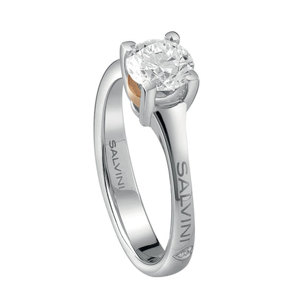 Anello Donna SALVINI Solitario Battito Oro Bianco e Rosa 18K