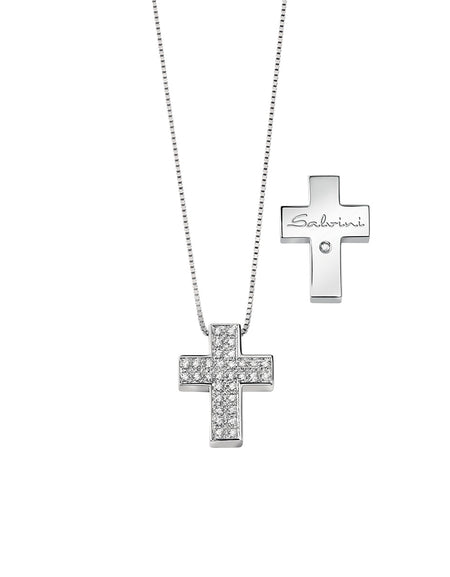 Collana Donna SALVINI Croce I Segni in Oro Bianco 18k e Diamante