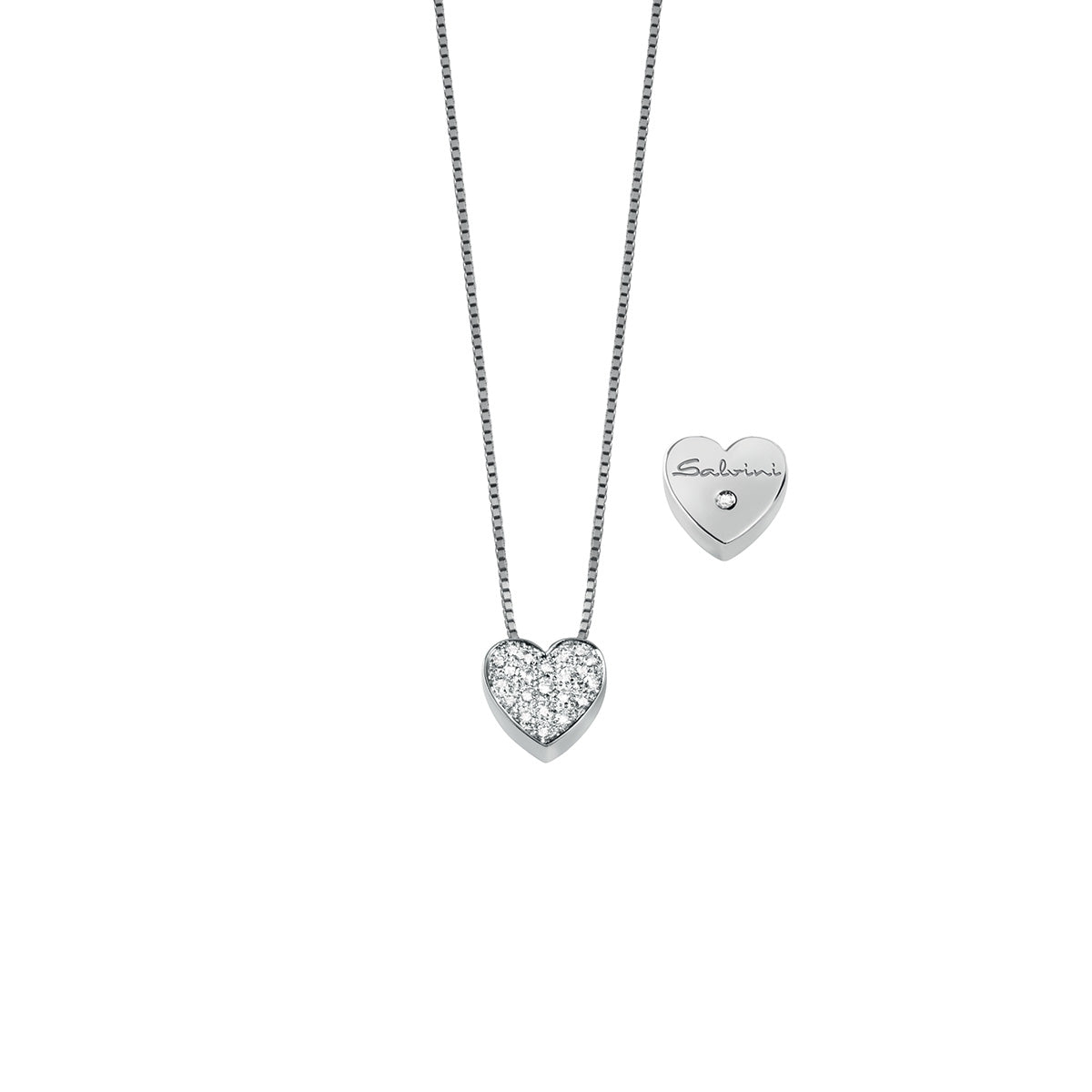 Collana Donna SALVINI I Segni pendente Cuore Medio in Oro Bianco 18k e Diamanti
