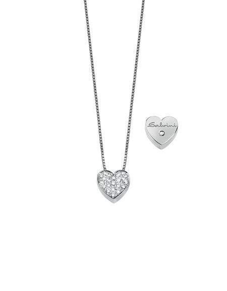 Collana Donna SALVINI I Segni pendente Cuore Medio in Oro Bianco 18k e Diamanti