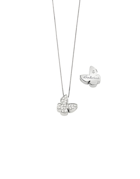 Collana Donna SALVINI Farfalla I Segni in Oro Bianco 18kt e Diamanti naturali 0.15ct