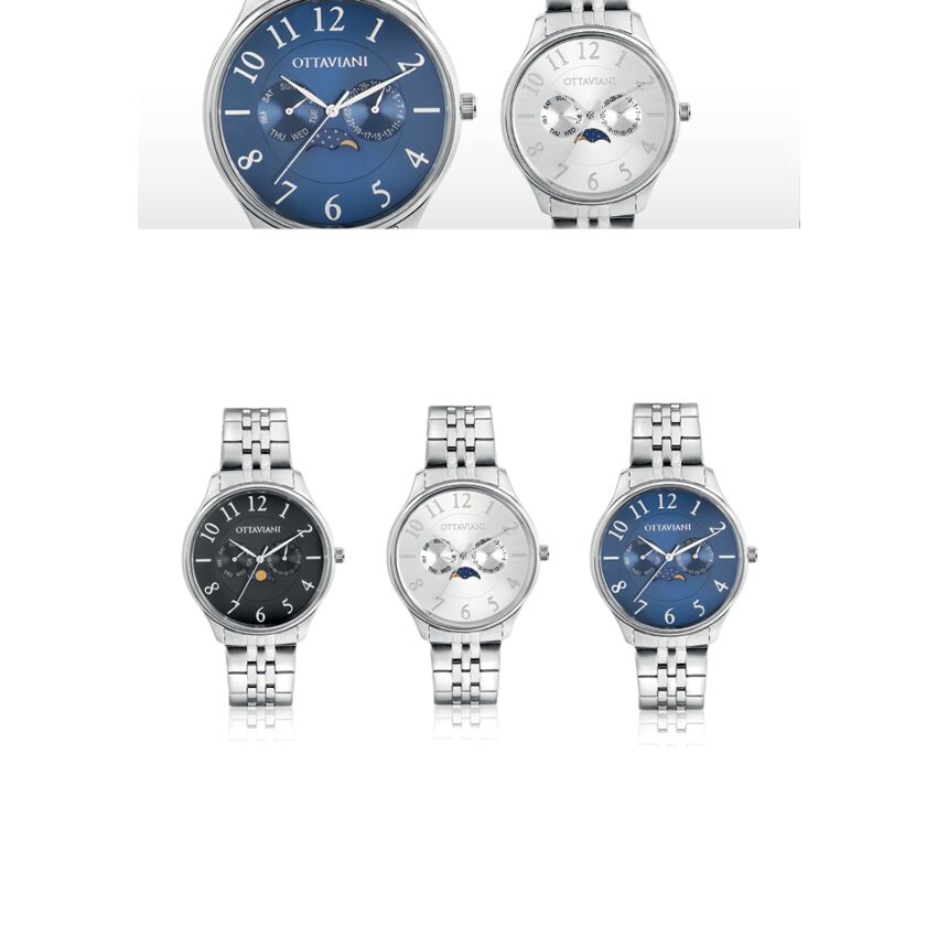 OTTAVIANI Orologio Uomo Quadrante Silver con Fasi Lunari